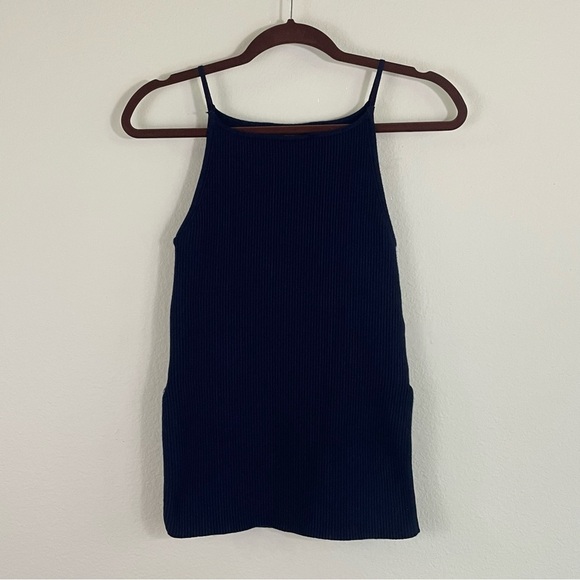 Caroline Constas Navy Ribbed‎ Stretchy Tank Top Size Small - Picture 2 of 7